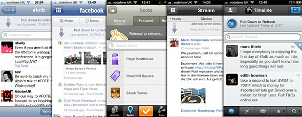 Gowalla, Facebook, Google+, Tweetbot, foursquare, oink, Fribi Gowalla, Facebook, Google+, Tweetbot, foursquare, oink, Fribi